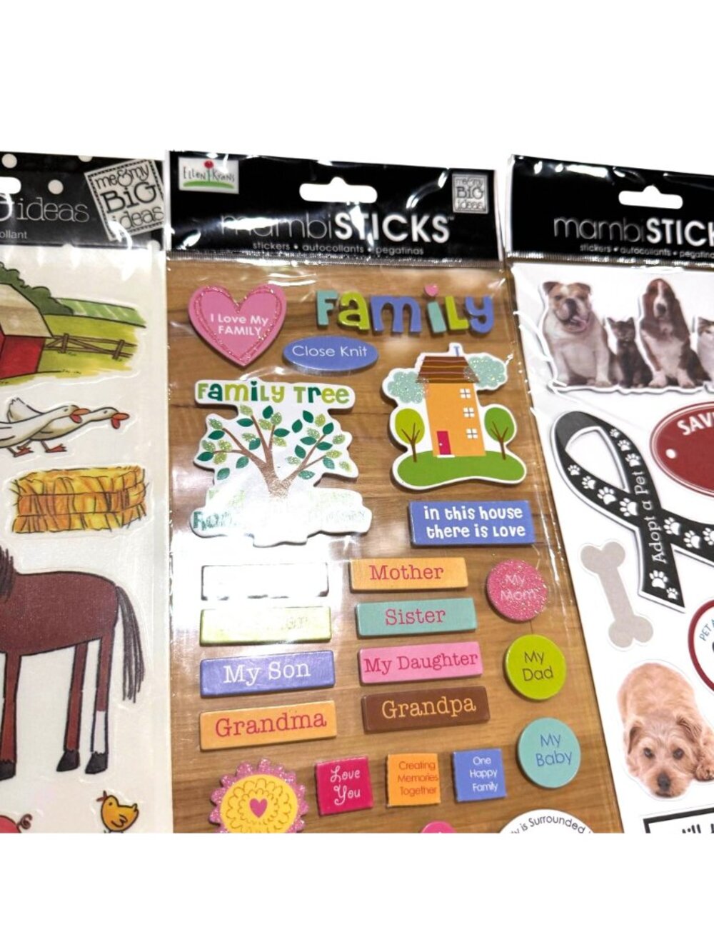 Mambi Sticks Sticker Set Farm Animals Family Dogs Adopt a Pet 3D Scrapbooking - Picture 4 of 5